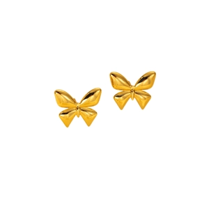 Polished gold butterfly stud earrings made of high-quality stainless steel for women