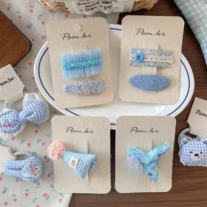 Lot de barrettes à cheveux bleues avec motifs floraux et dessins animés pour filles