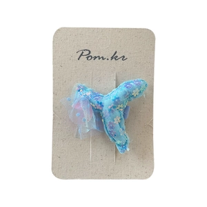 Barrette à cheveux bleue avec broderie florale, accessoire doux de style coréen