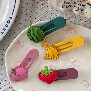 Creative Fruit PU Leather Hair Clips Handmade Stitching Cute Strawberry Peach Banana Watermelon Hair Accessories For Girls