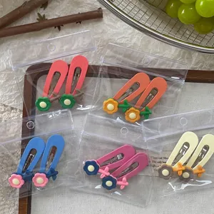 Süße bunte Blumen-Haarspangen aus mattem Harz für Mädchen und Damen, 5er-Set-Packung