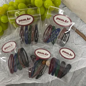 Korean Minimalist Matte Metallic Snap Hair Clips Set Retro Teardrop Oval BB Clips For Women Girls Kids Hair Accessories