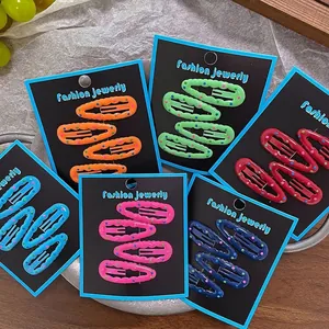 Sweet Candy Colored Polka Dot Wavy Edge Hair Clips For Kids Girls Fashion Handmade Alloy BB Hair Clips Accessories