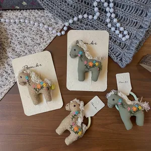 Barrettes et Élastiques à Cheveux en Tissu Poney Fait Main Broderie Florale Style Coréen Doux Accessoires de Tête Filles Enfants