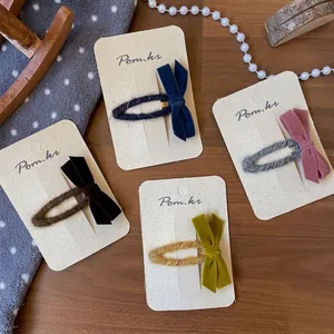 Koreanische Handgefertigte Schleife Haarspangen Für Kinder Damen Süße Samt Stoff Schleife Seitenclip Herbst Vintage Haarschmuck