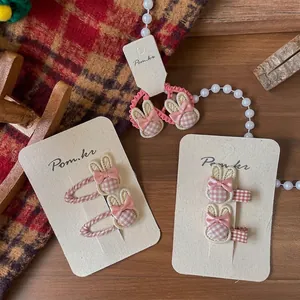 Zoete Ruitjes Konijn Haarspelden En Haarelastiekjes Handgemaakte Roze Stof Strik Barrettes Schattige Koreaanse Stijl Accessoires Voor Kinderen Meisjes