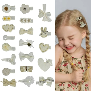 Dolce Selezione di Fermagli per Capelli in Tessuto con Fiocco Crema Barrettine con Fiori Pizzo e Künstliche Perle per Bambina Accessori per Capelli