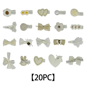 Set da 20 pezzi di fermagli per capelli crema con fiocchi in pizzo e fiori di perle