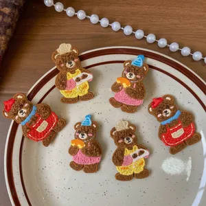 Fermagli per Capelli con Ricamo di Orso Carino Stile Coreano Autunno Inverno per Bambini Ragazze Forcine in Tessuto Fatte a Mano Gioielli