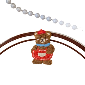 Simpatiche mollette coreane per bambini con orso bruno e ricamo a cappello rosso