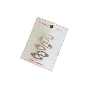 5-piece set of cute polka dot BB hair clips for girls in cream pink and brown tones