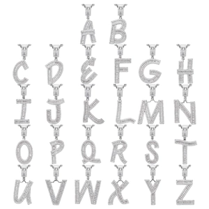 Full collection of hip hop alphabet pendants with baguette cubic zirconia stones