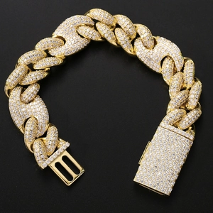 Hip Hop Iced Out Cuban Link Bracelet Copper Micro Inlaid Zirconia Gold Silver Thick Chain Men Women Fashion Jewelry