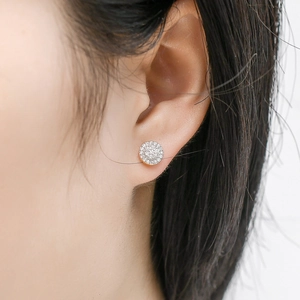 Minimalist S925 silver stud earrings for men featuring round micro-pave cubic zirconia stones