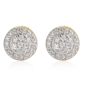 Men's hip-hop S925 silver stud earrings with round micro-paved cubic zirconia