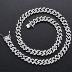 Collier Chaîne à Maillons Cubains en Zirconia à Une Rangée Hip Hop Or Or Rose Argent Plaqué Bijoux Iced Out Homme Femme
