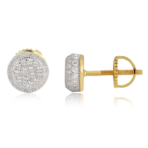 Vue détaillée de boucles d'oreilles en argent S925 avec zircons ronds pavés et vis