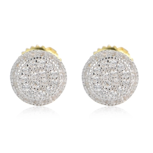 Boucles d'Oreilles Clous Rondes en Argent Sterling 925 Hip Hop Homme Femme Zircone Micro Pavé Fermoir à Vis Bijoux