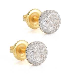 Boucles d'oreilles clous en argent S925 doré avec oxydes de zirconium blancs ronds