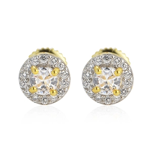 Boucles d'oreilles hip-hop en argent S925 avec halo de zircons ronds en or et argent poli