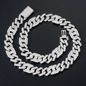 Hip Hop Copper Zirconia Cuban Link Necklace For Men Women Iced Out Baguette Pave Gold Silver Chain Choker Luxurious Jewelry