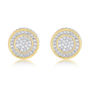 Boucles d'oreilles rondes en argent S925 hip hop avec finition dorée et zircons