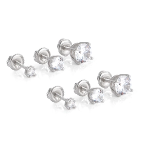 925 Sterling Silver Zirconia Stud Earrings Hip Hop Iced Out Round Screw Back Earrings For Women Men Minimalist Jewelry Gift