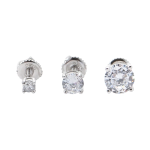 Close-up of S925 sterling silver stud earrings with 4-prong set sparkling cubic zirconia