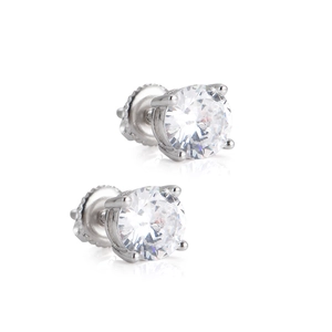 Detailed view of S925 sterling silver stud earrings with zircon and secure screw backs