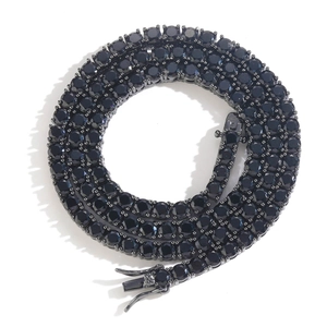 Hip Hop 4mm Schwarzer Zirkonia Einreihige Tennis Kette Halskette Armband Für Damen Herren Echtgold Galvanisierter Schmuck
