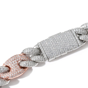 Iced out two-tone 20mm cuban link chain with paved zircons and luxury box clasp
