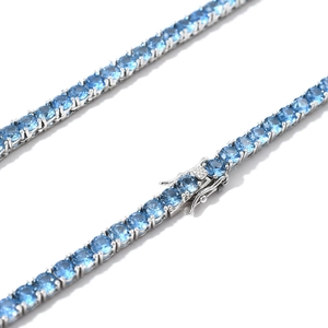4mm hellblaue Zirkon Tennis Kette mit versilberter Krallenfassung und Sicherheitsverschluss