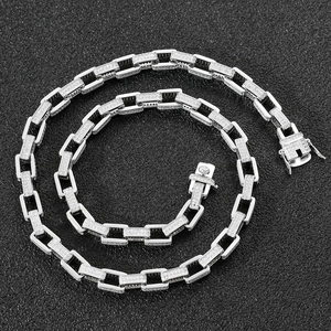 Hip Hop Iced Out Box Chain Necklace Copper Micro Pave Zirconia Luxury Streetwear Jewelry For Men Women Gold Silver Tone