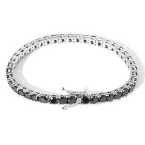 Klassisches 4mm Tennisarmband mit schwarzen Zirkonia in polierter Silberoptik