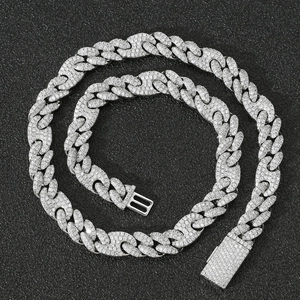 Hip Hop Mariner Link Halsketting Voor Heren Dames Koper Verguld Volledig Iced Out Zirconia Brede Varkensneus Ketting Sieraden Cadeau