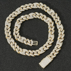 10mm brede vergulde iced out cubaanse schakelketting met zirkonia stenen in hiphopstijl