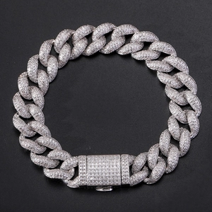 Hip Hop Bubble Cuban Link Bracelet Iced Out Micro Pave Zirconia Jewelry Gold Silver Plated Copper Chain For Men Women