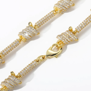 Hip hop style gold plated cuban link chain bracelet with micro paved cubic zirconia