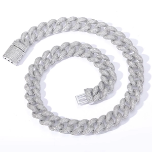 Hip Hop 15mm Iced Out Bubble Cuban Link Chain Necklace Copper Zirconia Jewelry For Men Gold Silver Plated Streetwear Gift
