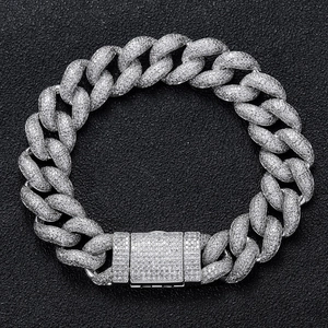 Hip Hop Iced Out Bubble Cuban Link Bracelet For Men Copper Zirconia Pave Micro Inlaid Chain Luxurious Streetwear Jewelry