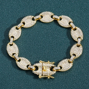 Bracelet en Alliage de Strass Hip Hop Iced Out Grain de Café Mariner Link Bijoux Homme Accessoire Streetwear