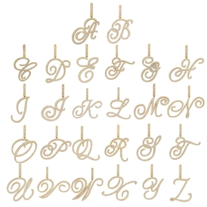 18K gold plated script alphabet pendant set with sparkling zircon pavé setting