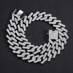 Luxe Heren Hip Hop Iced Out Cubaanse Schakel Ketting Armband Legering Strass Verguld Bling Mode Sieraden Set Voor Feest
