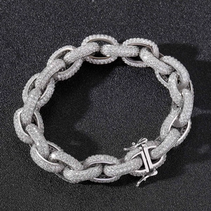 Herren Hip Hop Iced Out Panzerarmband Kupfer Mikro-Pavé Zirkonia Mutige Persönlichkeit Mode Streetwear Schmuck Geschenk