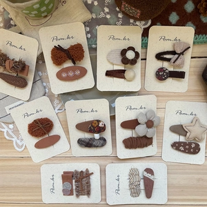 Lot de 10 paires de barrettes à cheveux avec nœuds en tissu et peluche pour filles