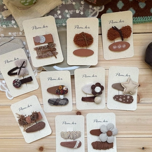 Lot de barrettes à cheveux coréennes faites main aux tons terre pour femmes et enfants