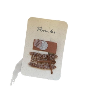 Lot de barrettes à cheveux marron avec nœuds en tweed et paillettes pour femme