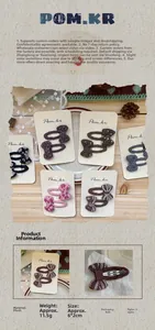 Vue détaillée des barrettes nœuds en peluche aux motifs variés avec pince crocodile
