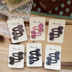 Lot de 6 paires de barrettes à nœuds en tissu pour filles aux motifs variés