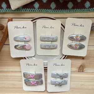 5-pair set of elegant silver glitter floral hair clips with bows for girls and women